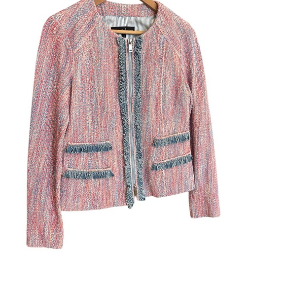 Nanette Lepore size 6 EUC “sand castle tweed” Pink and Blue Blazer - Picture 1 of 10